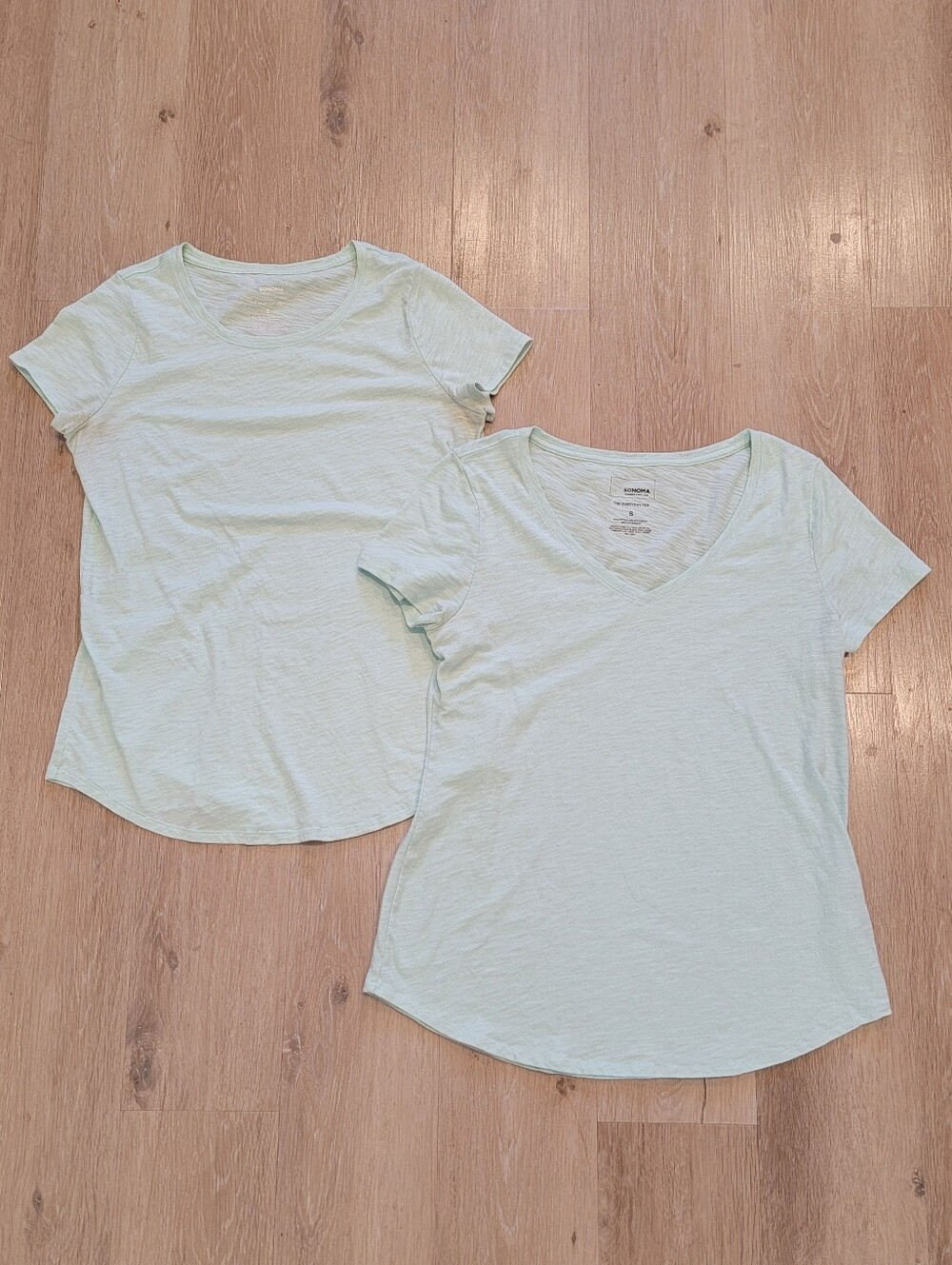 2 Sonoma mint slub knit tees